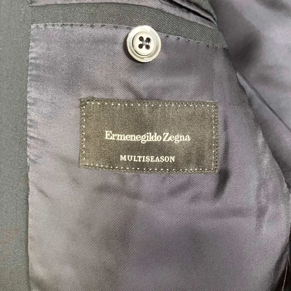 Ermenegildo Zegna Blazer Mens 50C Navy Blue Multiseason Wool Suit Jacket Flaws:(